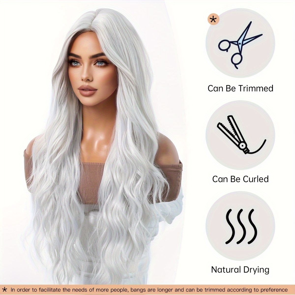 Hair Care Natur - Anxin Marka Sentetik Elyaf Peruk: Gümüş-Beyaz