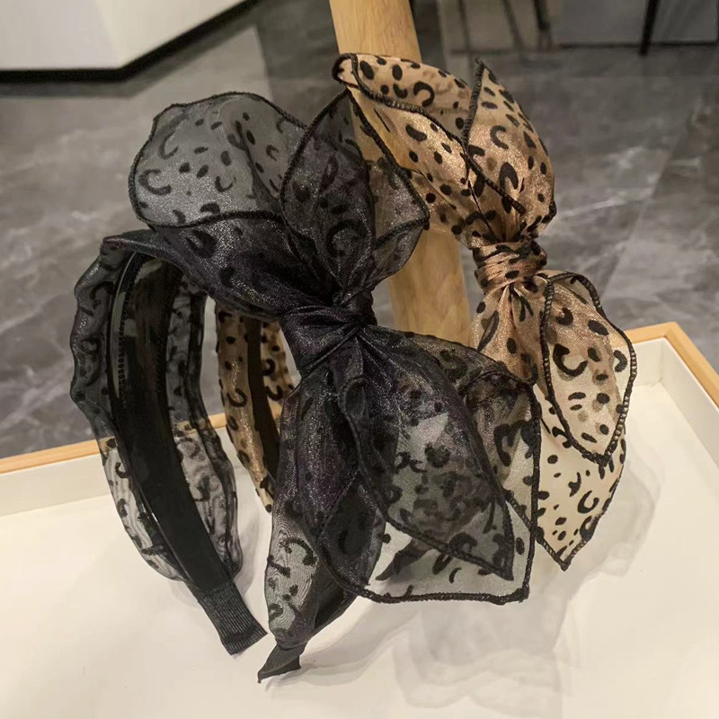 Hair Net Invisible - Vintage Leopar Baskı Hairband Kadınlar için