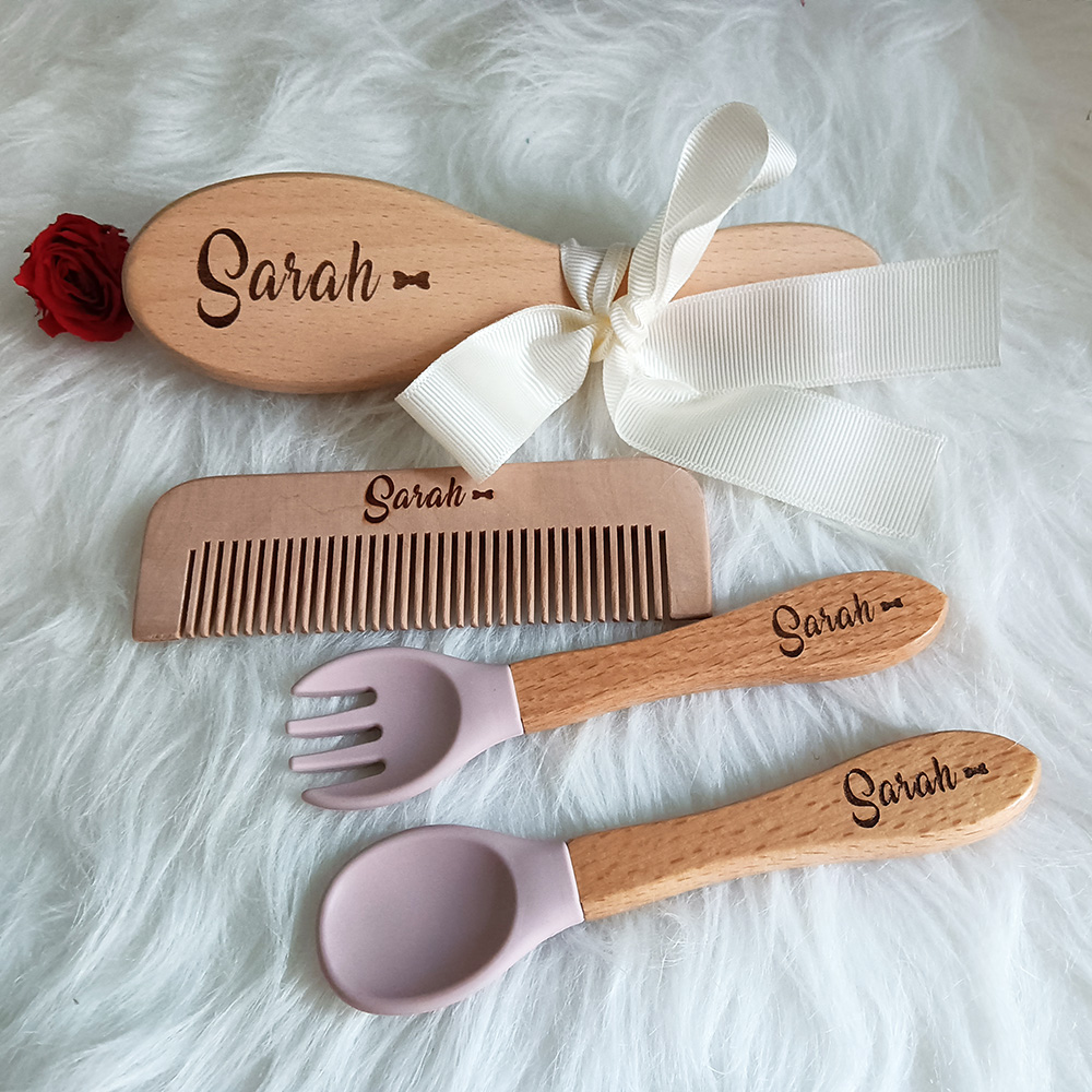 Hair Care Names - Özel ad bebek bakımı saç fırçası,